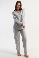 KADIN 2IPLIK O YAKA UZUN KOL ETEGI OVAL PIJAMA TAKIM 511010