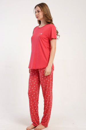 KADIN P.VISCON O YAKA KISA KOL ETEGI OVAL PIJAMA TAKIM
