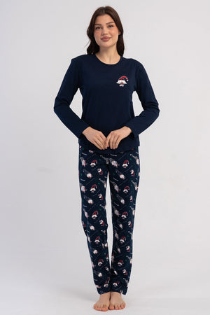 KADIN P.SUPREM O YAKA UZUN KOL ETEGI OVAL PIJAMA TAKIM 602084