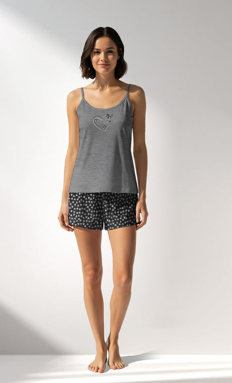 Woman Supreme TinyHearts Thin Strap Short Set - A-ANTRASIT MEL - Image 1