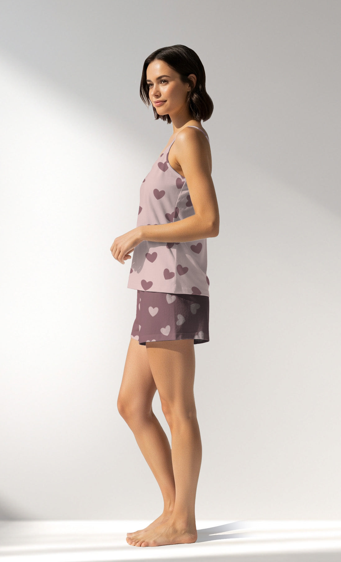 Woman Supreme BigHeart Thin Strap Short Set - ROTASYON (ACIK ZEMIN) - Image 2