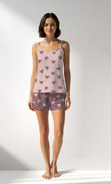 Woman Supreme BigHeart Thin Strap Short Set - ROTASYON (ACIK ZEMIN) - Image 1