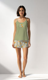 Woman Supreme GreenGarden Thin Strap Short Set - B-15-0523 - Image 1