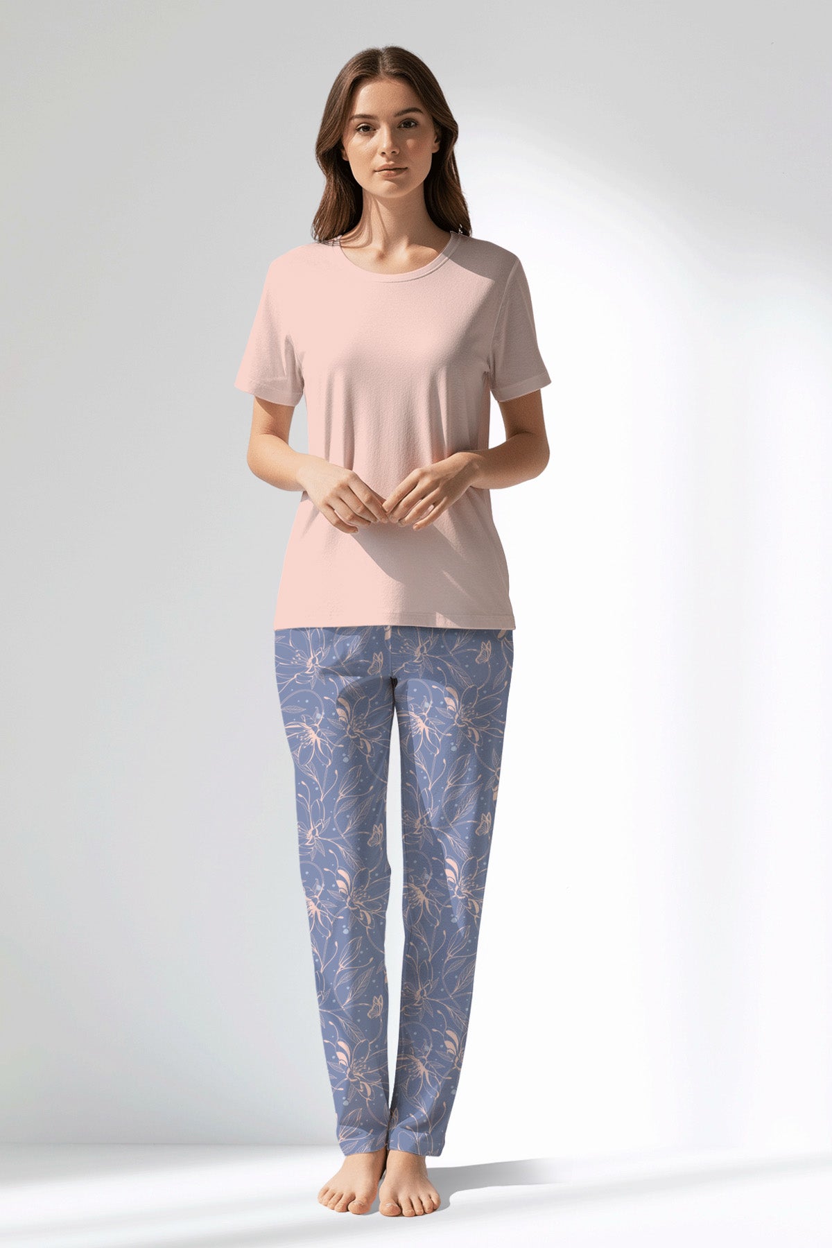 Woman Polyviscon Aurella Pyjama Set - PEMBE - Image 1