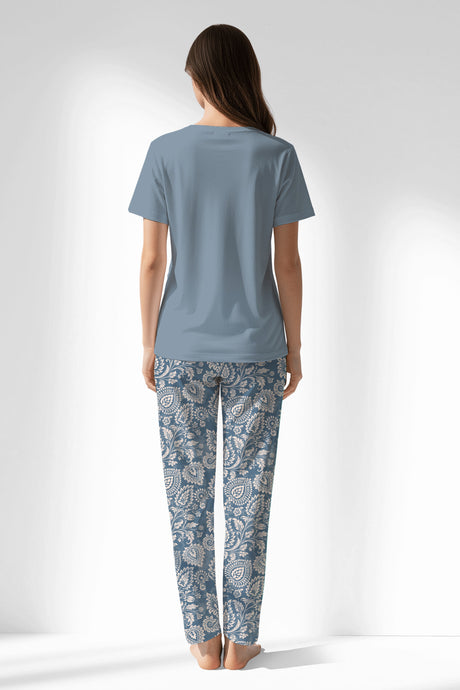 Woman Polyviscon Edelia Pyjama Set - MAVİ - Image 3