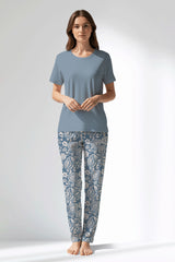 Woman Polyviscon Edelia Pyjama Set - MAVİ - Image 1
