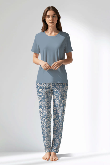 Woman Polyviscon Edelia Pyjama Set - MAVİ - Image 1
