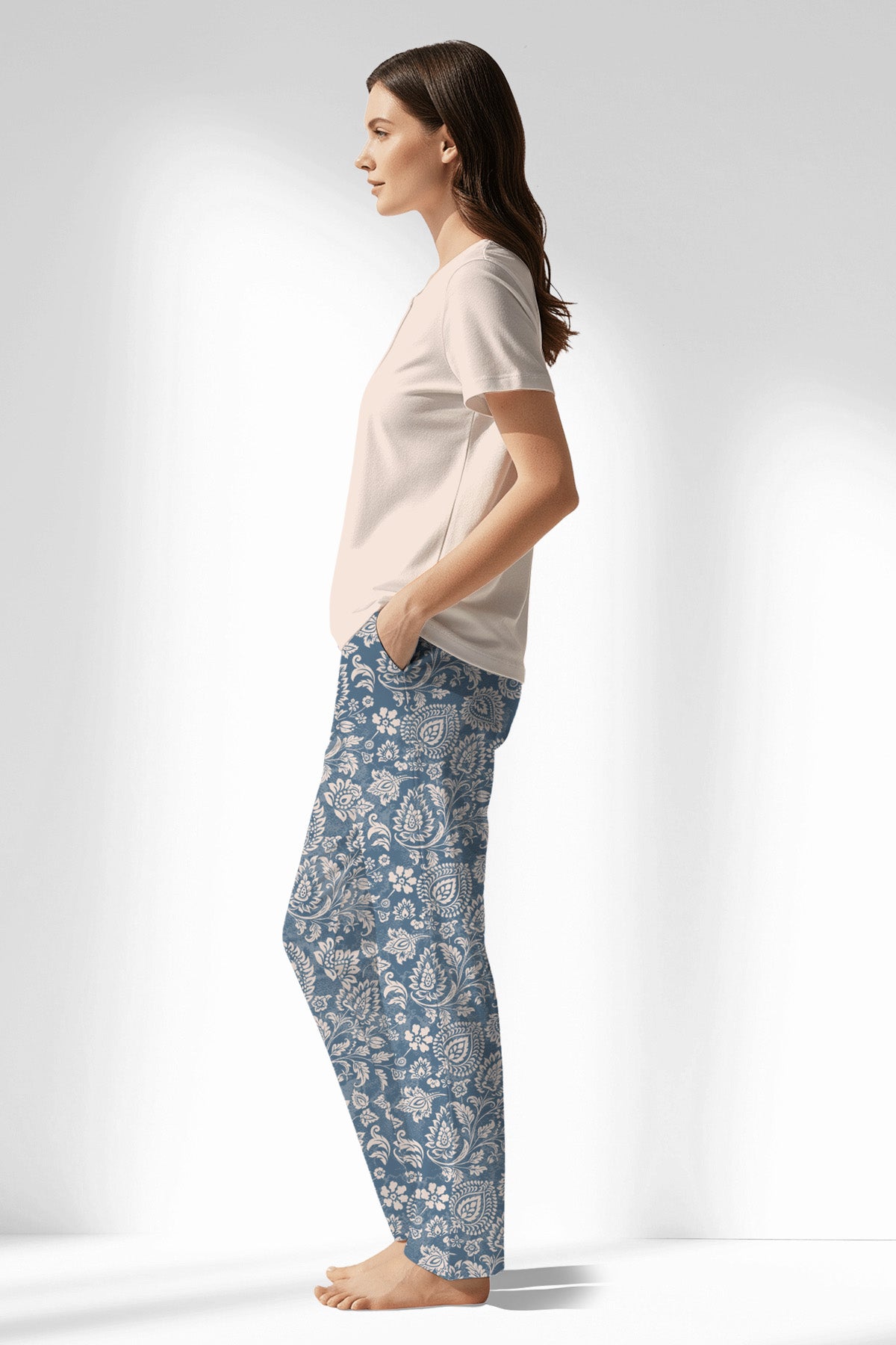 Woman Polyviscon Edelia Drop Collar Pyjama Set - B-PEMBE - Image 2