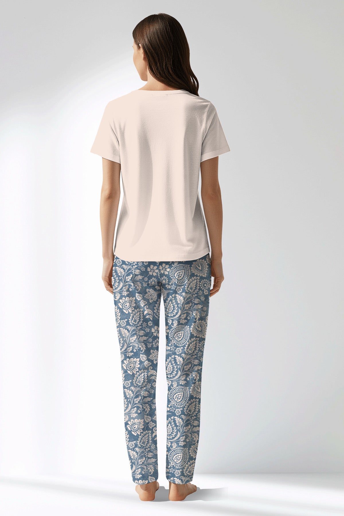 Woman Polyviscon Edelia Drop Collar Pyjama Set - B-PEMBE - Image 3