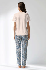 Woman Polyviscon Edelia Drop Collar Pyjama Set - B-PEMBE - Image 3