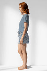 Woman Polyviscon Edelia Short Set - A-MAVİ - Image 2