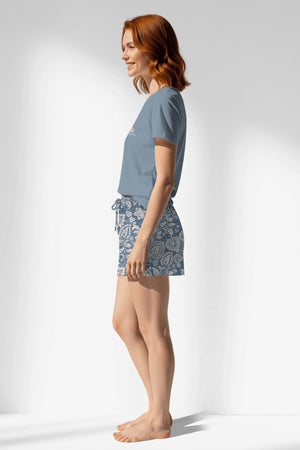 Woman Polyviscon Edelia Short Set - A-MAVİ - Image 2