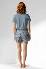 Woman Polyviscon Edelia Short Set - A-MAVİ - Image 3