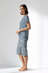 Woman Polyviscon Edelia Capri Set - A-MAVİ - Image 2