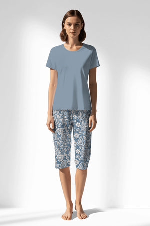 Woman Polyviscon Edelia Capri Set - A-MAVİ - Image 3