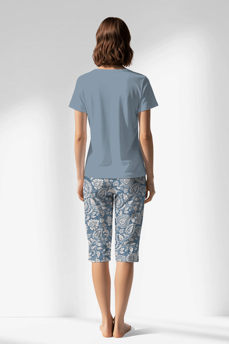 Woman Polyviscon Edelia Capri Set - A-MAVİ - Image 1