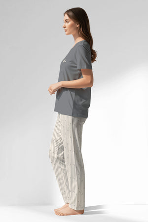 Woman Polyviscon Lina Pyjama Set - B-FUME - Image 2