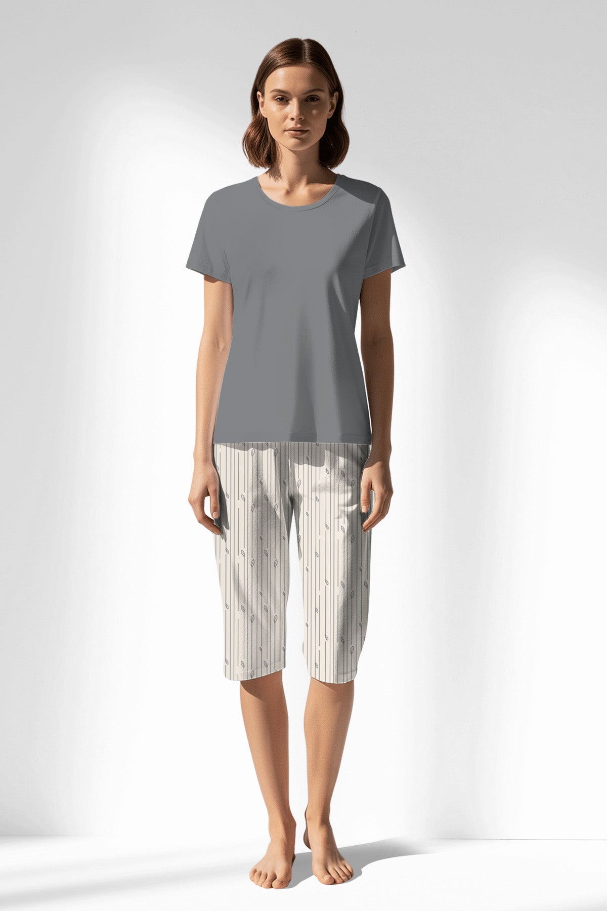 Woman Polyviscon Lina Capri Set - B-FUME - Image 3