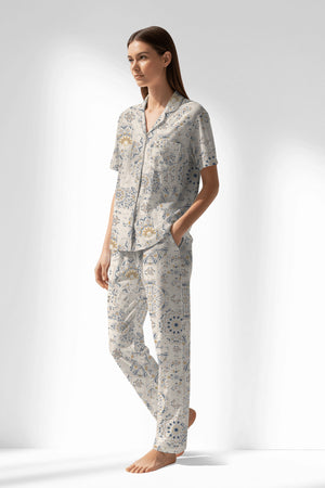 Woman Polyviscon Fresco Buttoned Pyjama Set - ROTASYON - Image 2
