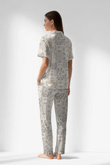 Woman Polyviscon Fresco Buttoned Pyjama Set - ROTASYON - Image 3