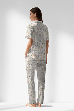 Woman Polyviscon Fresco Buttoned Pyjama Set - ROTASYON - Image 3