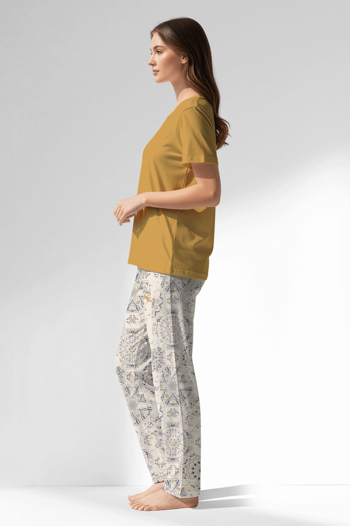 Woman Polyviscon Fresco Pyjama Set - A-HONEY GOLD - Image 2