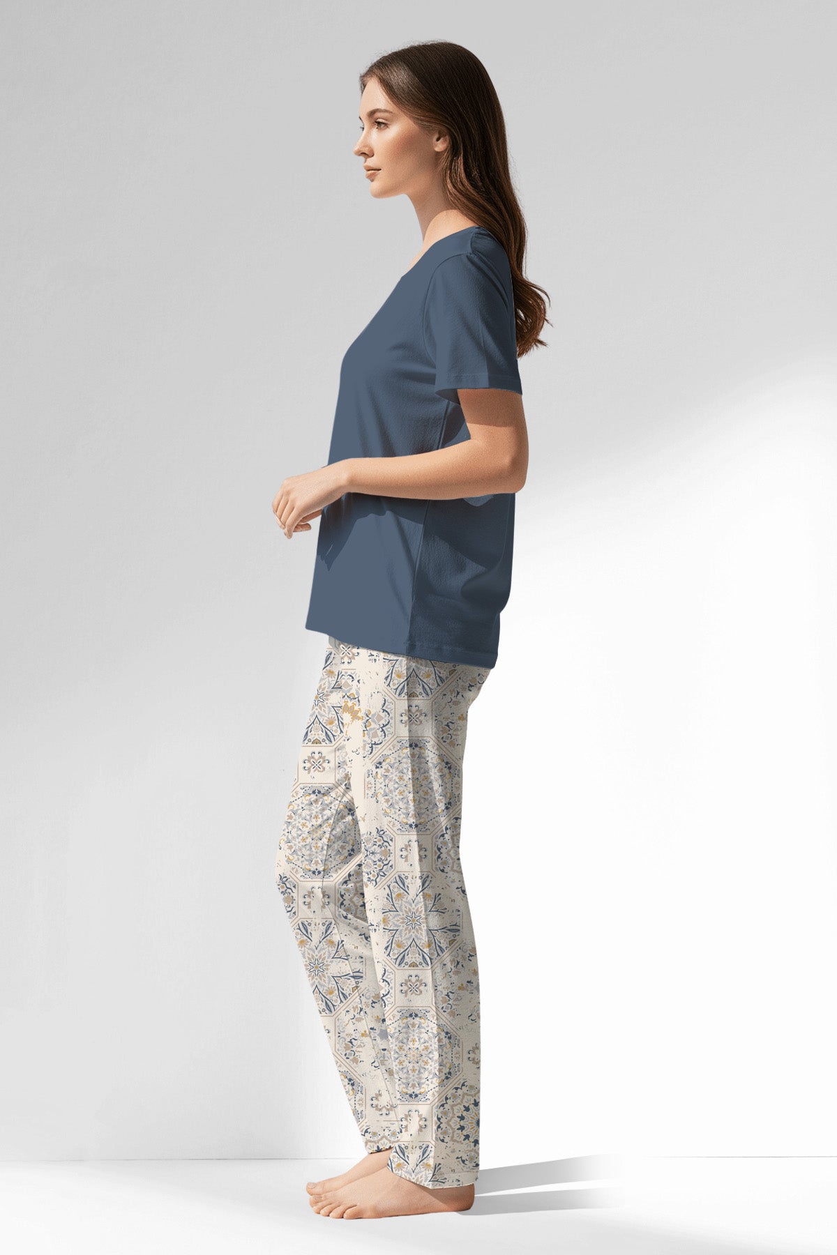 Woman Polyviscon Fresco Pyjama Set - B-CHINA BLUE - Image 2