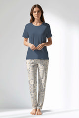 Woman Polyviscon Fresco Pyjama Set - B-CHINA BLUE - Image 1
