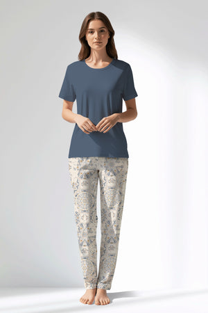 Woman Polyviscon Fresco Pyjama Set - B-CHINA BLUE - Image 1