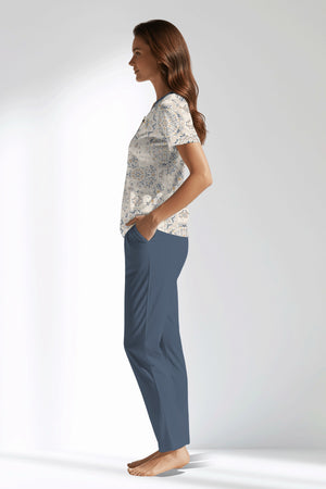 Woman Polyviscon Fresco Buttoned Collar Pyjama Set - B-ROTASYON - Image 2