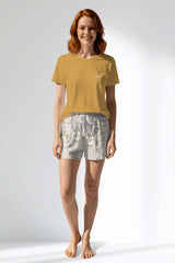 Woman Polyviscon Fresco Short Set - A-HONEY GOLD - Image 1