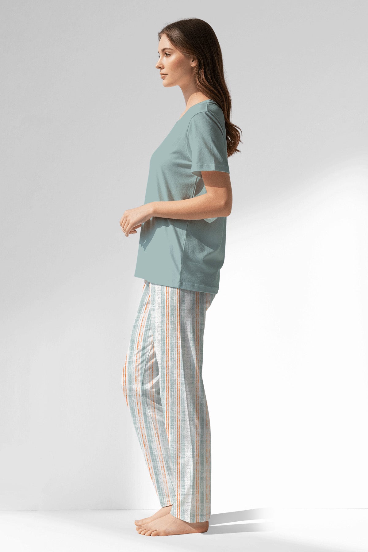Woman Polyviscon Liner Pyjama Set - BLUE HAZE - Image 2