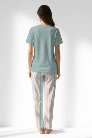Woman Polyviscon Liner Pyjama Set - BLUE HAZE - Image 3