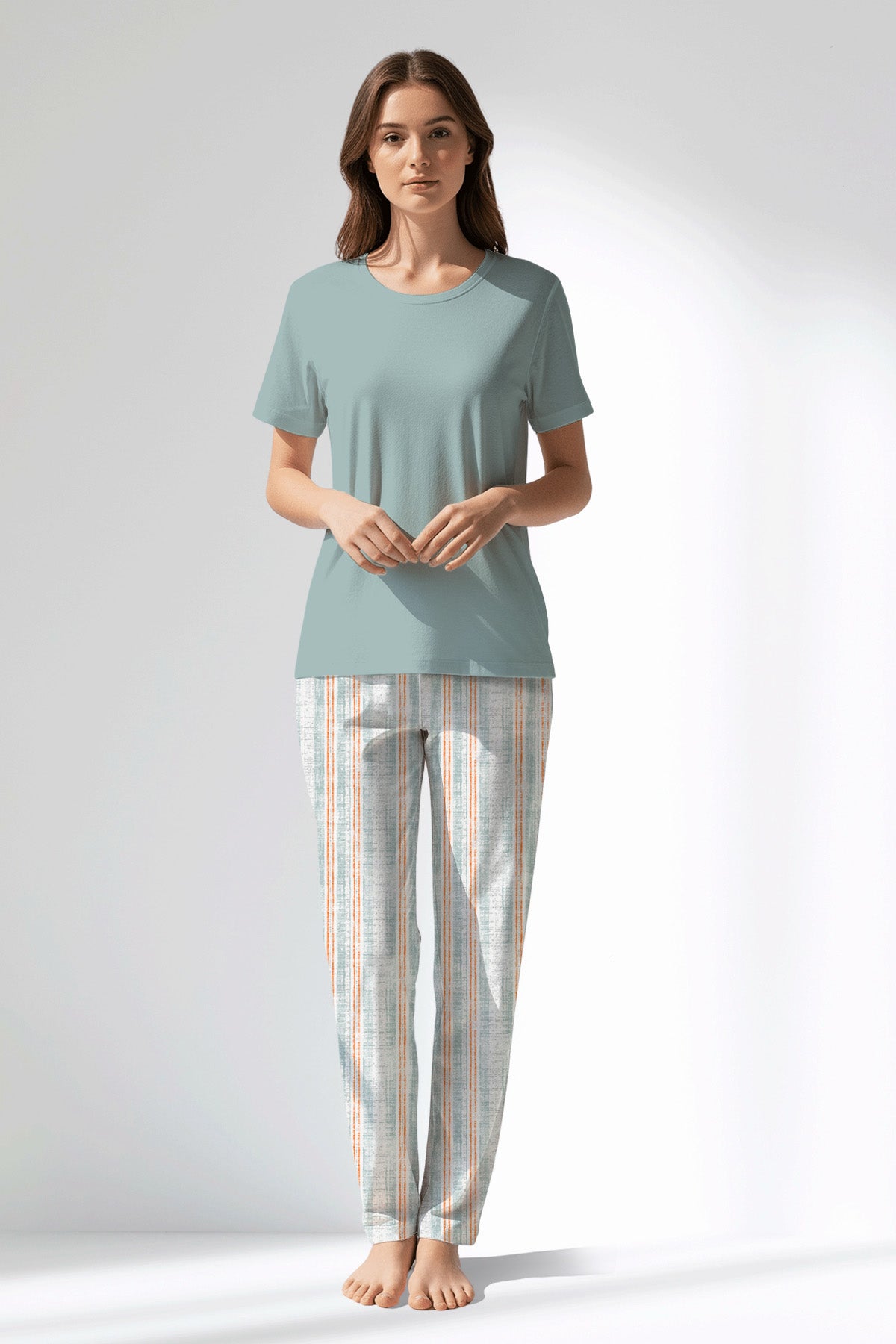 Woman Polyviscon Liner Pyjama Set - BLUE HAZE - Image 1