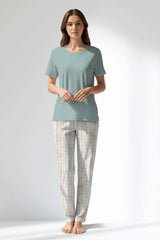Woman Polyviscon Liner Pyjama Set - BLUE HAZE - Image 1