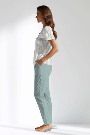 Woman Polyviscon Liner Buttoned Collar Pyjama Set - ROTASYON - Image 2