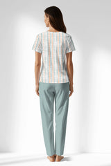 Woman Polyviscon Liner Buttoned Collar Pyjama Set - ROTASYON - Image 3