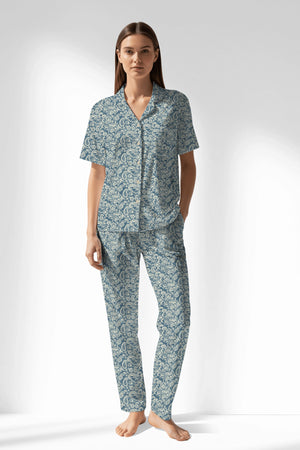 Woman Polyviscon Noble Buttoned Pyjama Set - ROTASYON - Image 1