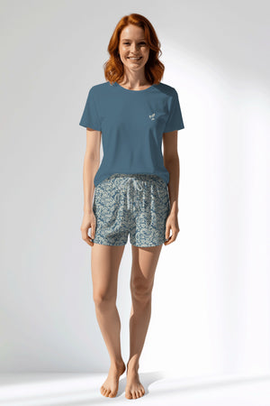 Woman Polyviscon Noble Short Set - SMOKE BLUE - Image 1