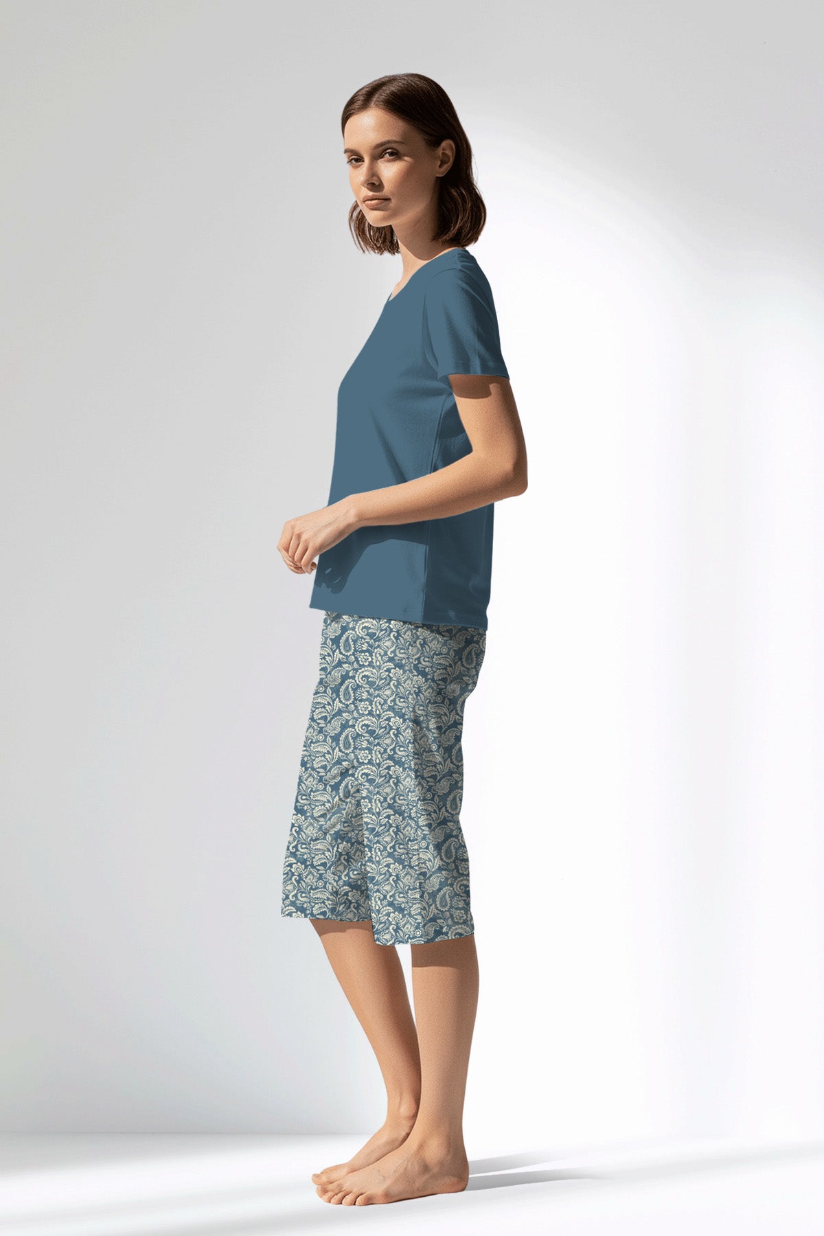 Woman Polyviscon Noble Capri Set - SMOKE BLUE - Image 2