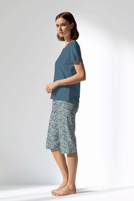 Woman Polyviscon Noble Capri Set - SMOKE BLUE - Image 2