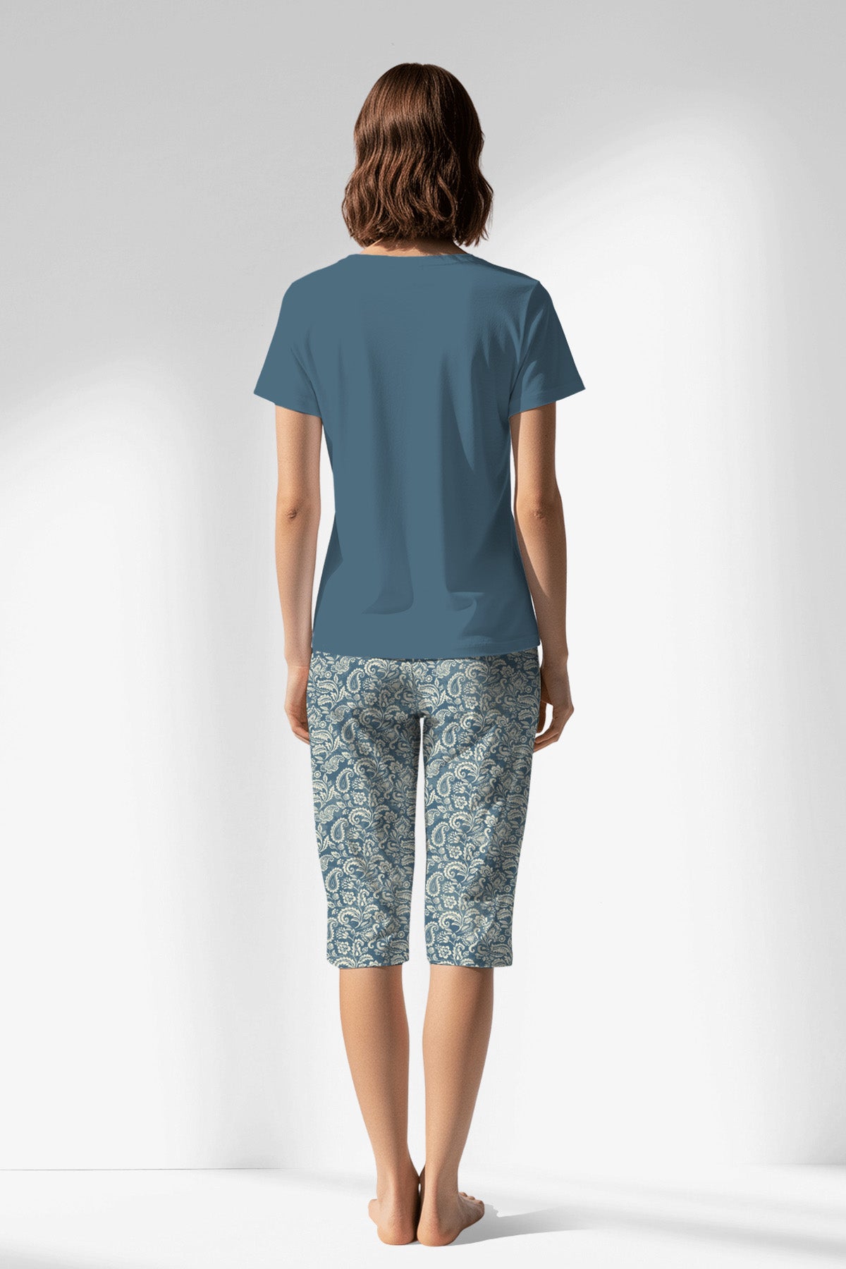 Woman Polyviscon Noble Capri Set - SMOKE BLUE - Image 1