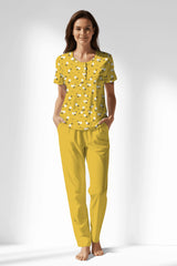 Woman Polyviscon Solaria Buttoned Collar Pyjama Set - ROTASYON - Image 1