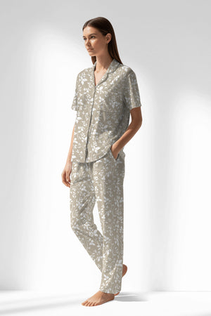 Woman Polyviscon Sprig Buttoned Pyjama Set - ROTASYON - Image 2