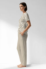 Woman Polyviscon Sprig Pocket Detail Pyjama Set - ROTASYON - Image 2