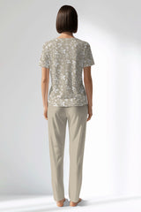 Woman Polyviscon Sprig Pocket Detail Pyjama Set - ROTASYON - Image 3