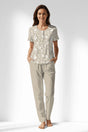 Woman Polyviscon Sprig Buttoned Collar Pyjama Set - ROTASYON - Image 1