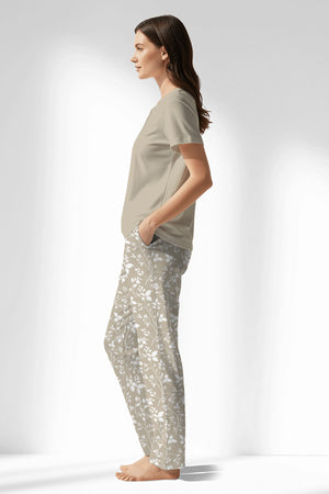 Woman Polyviscon Sprig Drop Collar Pyjama Set - 14-1107 - Image 2