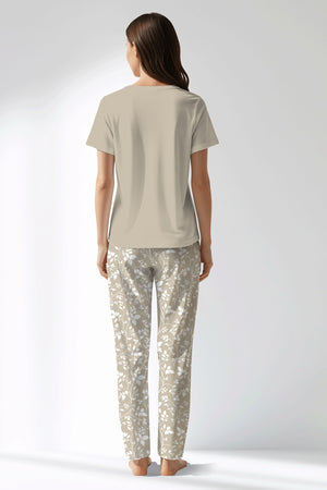 Woman Polyviscon Sprig Drop Collar Pyjama Set - 14-1107 - Image 3