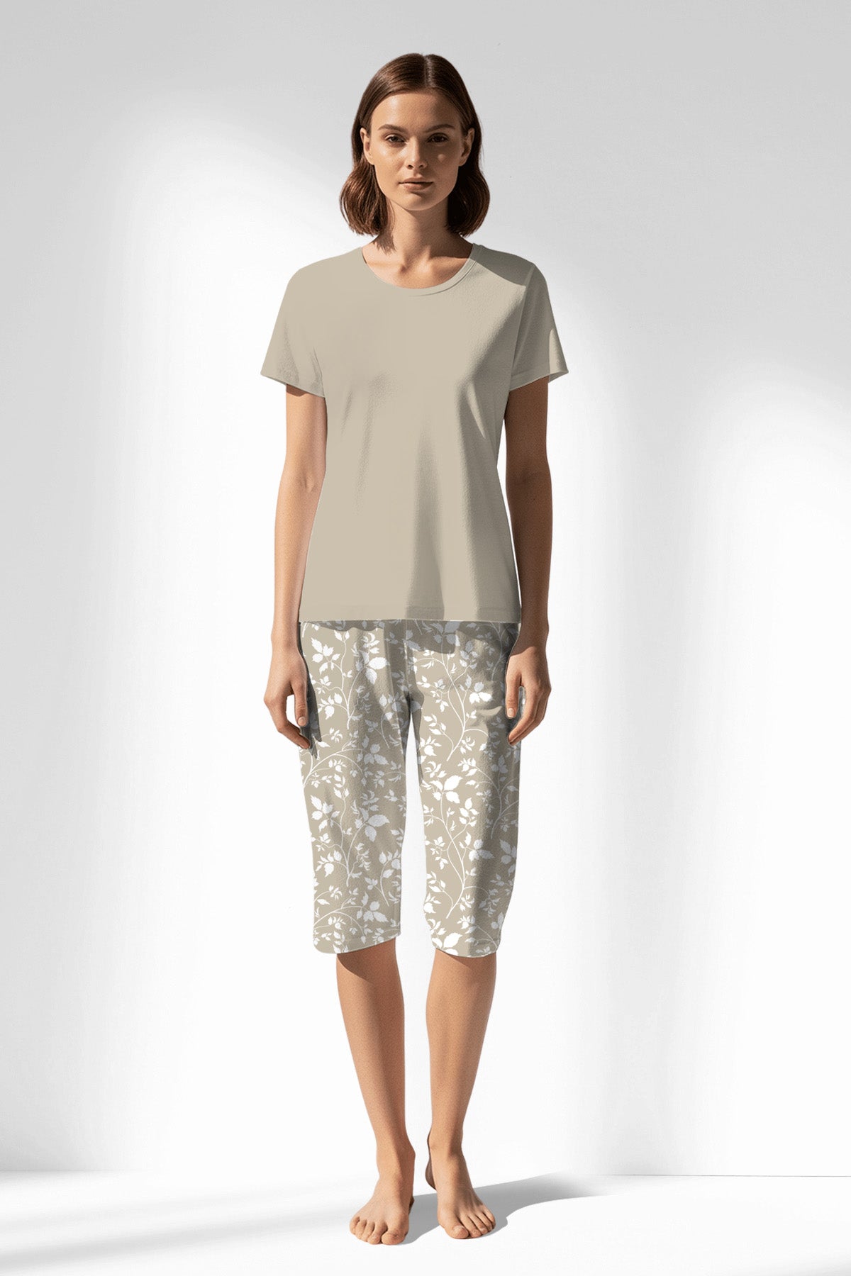 Woman Polyviscon Sprig Capri Set - 14-1107 - Image 3